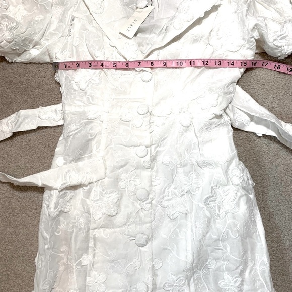 NWT Mable May Textured Embroidered Button Down White Dress Women XS to Small - Picture 10 of 13